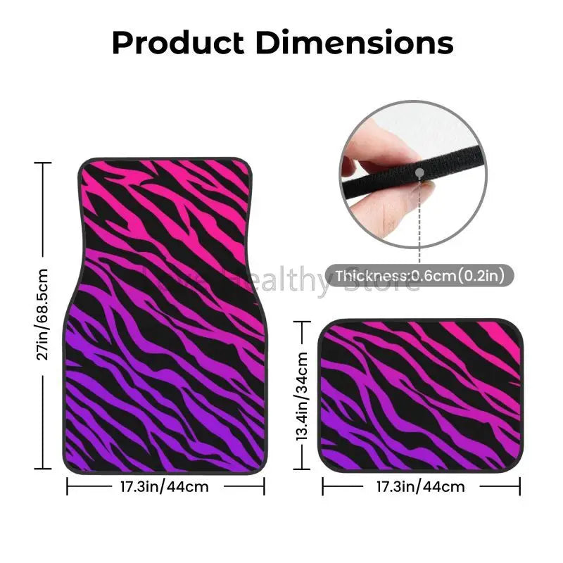 Zebra Stripe Car Floor Mats 4-Piece Non-Slip All-Weather Universal Mats for Sedan SUV FanzyMarket