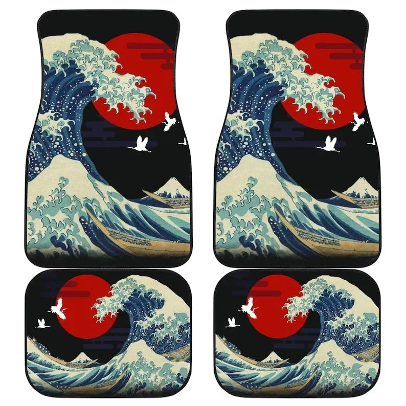 Great Wave Off Kanagawa 4-Piece All-Weather Car Floor Mats - Universal Fit for SUVs, Sedans, Trucks FanzyMarket