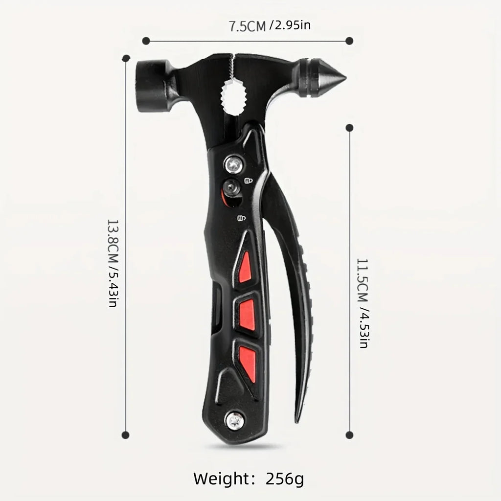 TrailMaster: Compact Multitool & Tactical Hammer THRIXINE