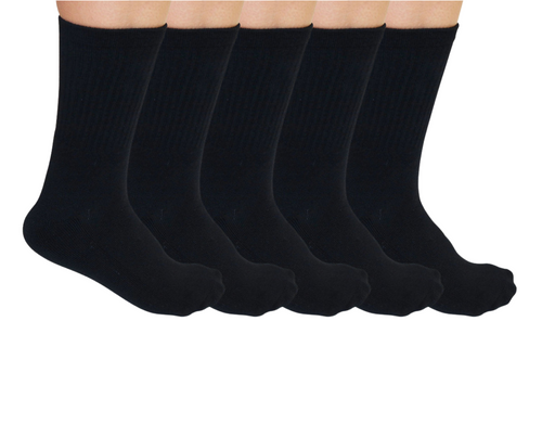 3/4 Crew Black Bamboo Viscose Socks Unisex - 5-pack Spun Bamboo