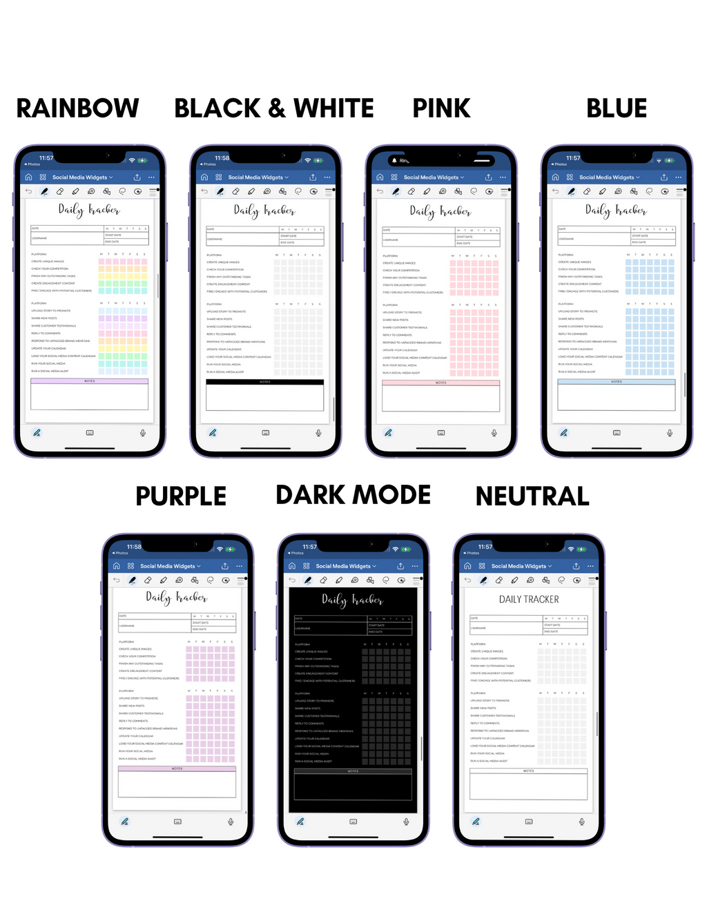 Digital Phone Planner Social Media Widgets Jessica Autumn