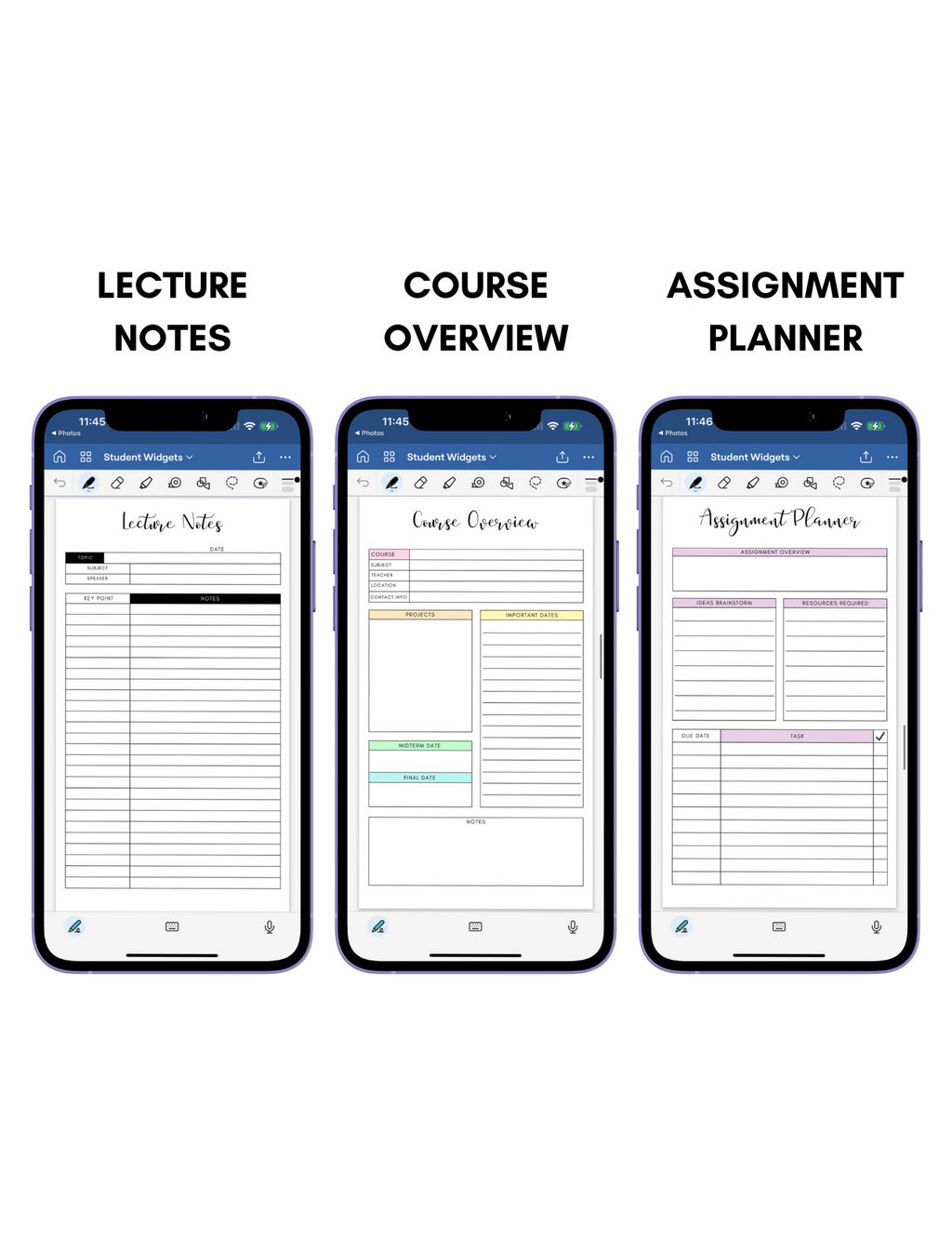 Digital Phone Planner Student Widgets Jessica Autumn