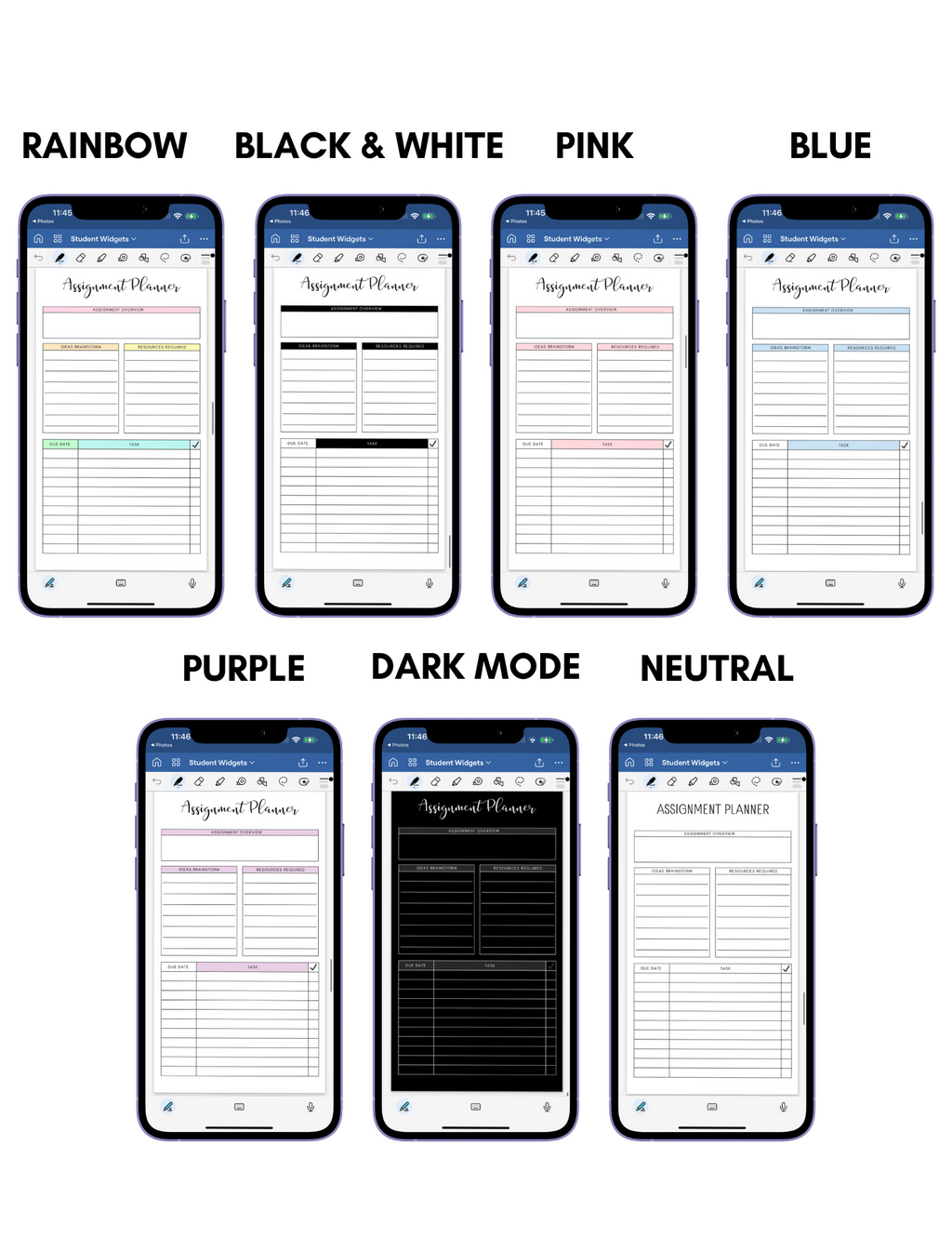 Digital Phone Planner Student Widgets Jessica Autumn