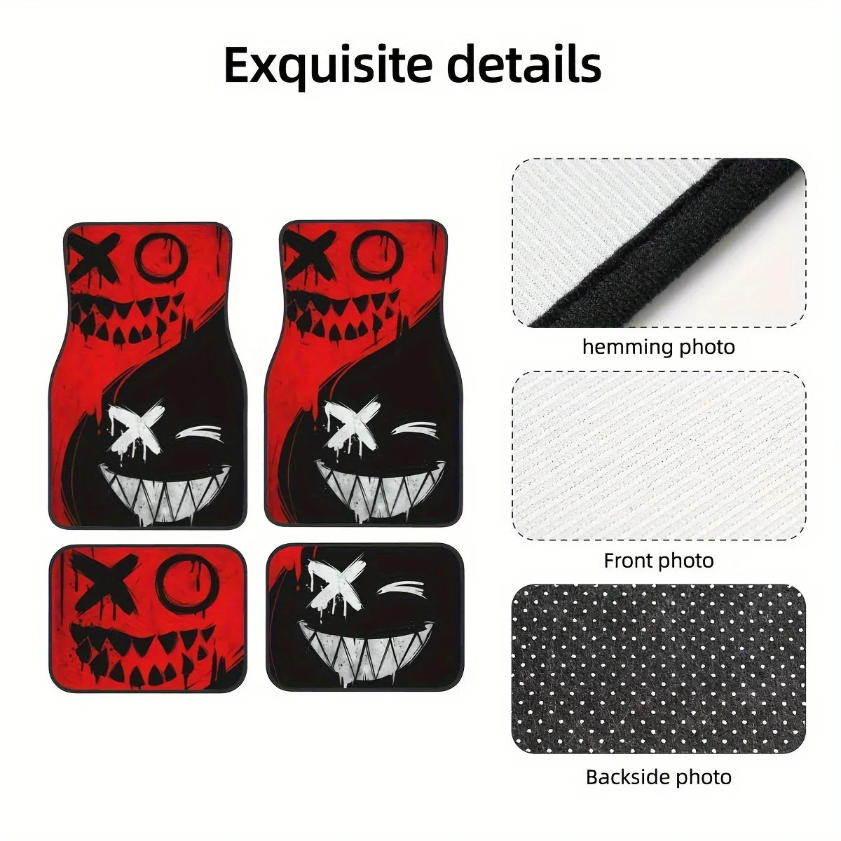4-Pack Universal Car Floor Mats – Spooky Halloween Red & Black, All-Weather Non-Slip Durable FanzyMarket