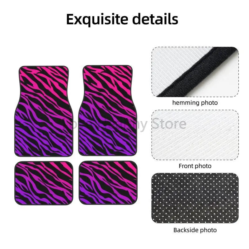 Zebra Stripe Car Floor Mats 4-Piece Non-Slip All-Weather Universal Mats for Sedan SUV FanzyMarket