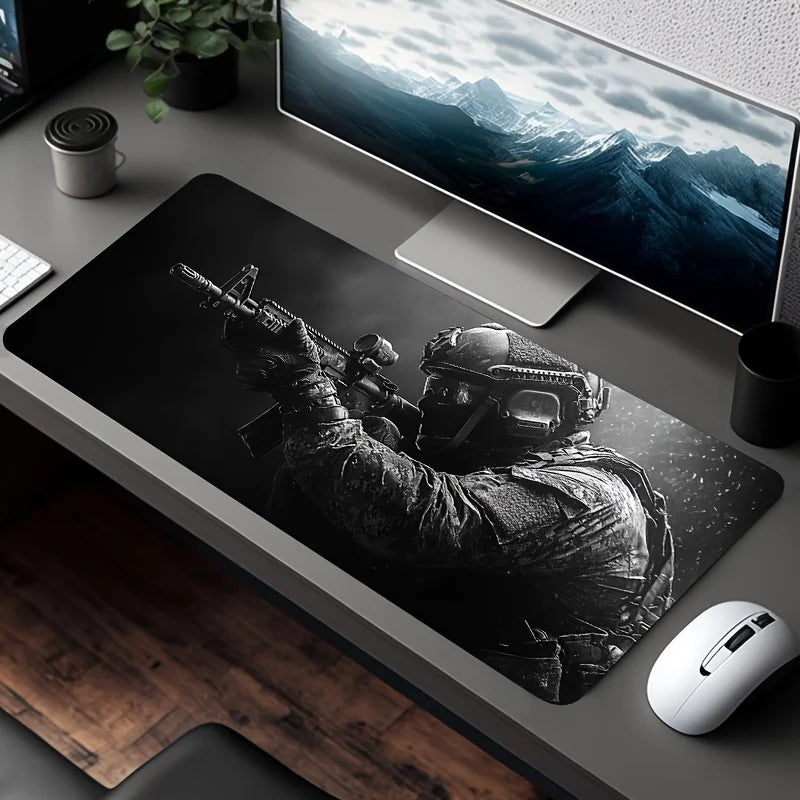 Large Tactical Soldier Mouse Pad – Non-Slip XXL Desk Mat with Stitched Edges, Gaming Accessories for FPS and Home Use WTN Essentials