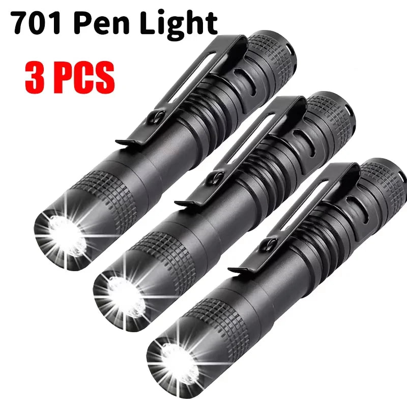 Portable Mini LED Pen Flashlight Pocket Waterproof Handheld Torch Light for Outdoor Camping Hiking Car Repair Emergency Home Use Econic Blanks