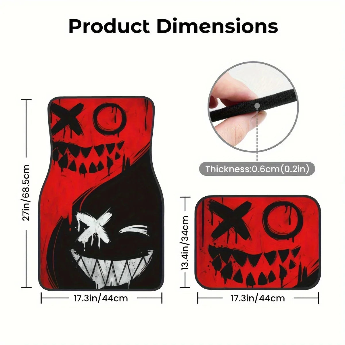 4-Pack Universal Car Floor Mats – Spooky Halloween Red & Black, All-Weather Non-Slip Durable FanzyMarket