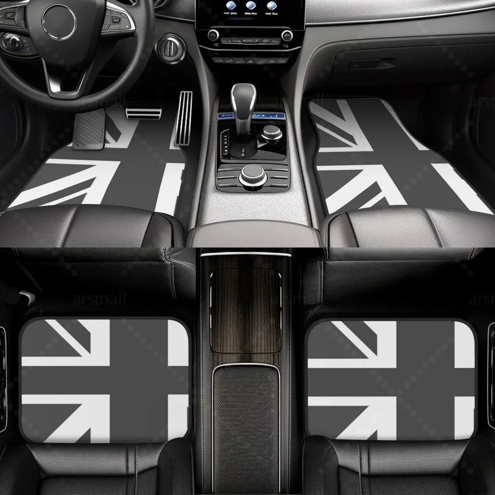 Custom Fit Car Floor Mats Front & Rear Set – Union Jack Flag Design – Non-Slip, Easy Clean FanzyMarket