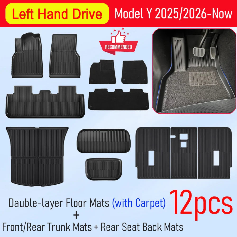 for Tesla Model Y Juniper 2025 2026 Car Floor Mats Cargo Liner Trunk Mats Backrest Kick Pads Protection Car Interior Accessories The Shopper Stop