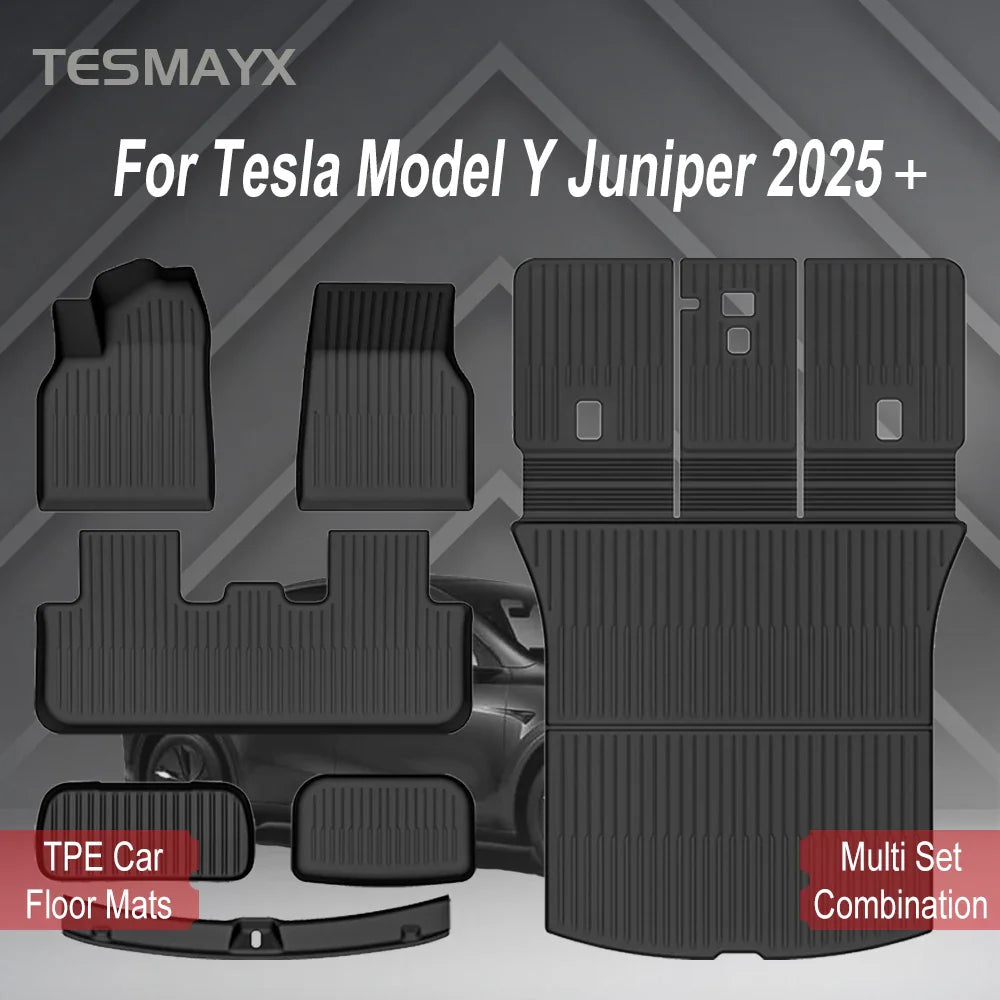 for Tesla Model Y Juniper 2025 2026 Car Floor Mats Cargo Liner Trunk Mats Backrest Kick Pads Protection Car Interior Accessories The Shopper Stop