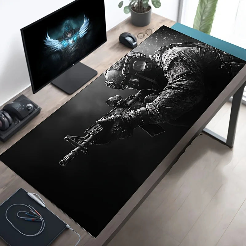 Large Tactical Soldier Mouse Pad – Non-Slip XXL Desk Mat with Stitched Edges, Gaming Accessories for FPS and Home Use WTN Essentials