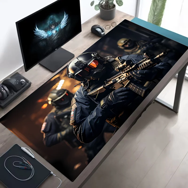 Large Tactical Soldier Mouse Pad – Non-Slip XXL Desk Mat with Stitched Edges, Gaming Accessories for FPS and Home Use WTN Essentials