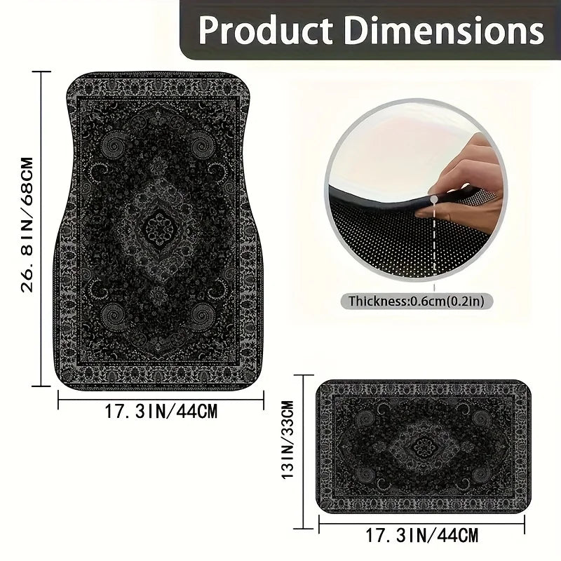 Bandana Print Rectangular Car Floor Mats - Synthetic Fiber Auto Interior Carpets FanzyMarket