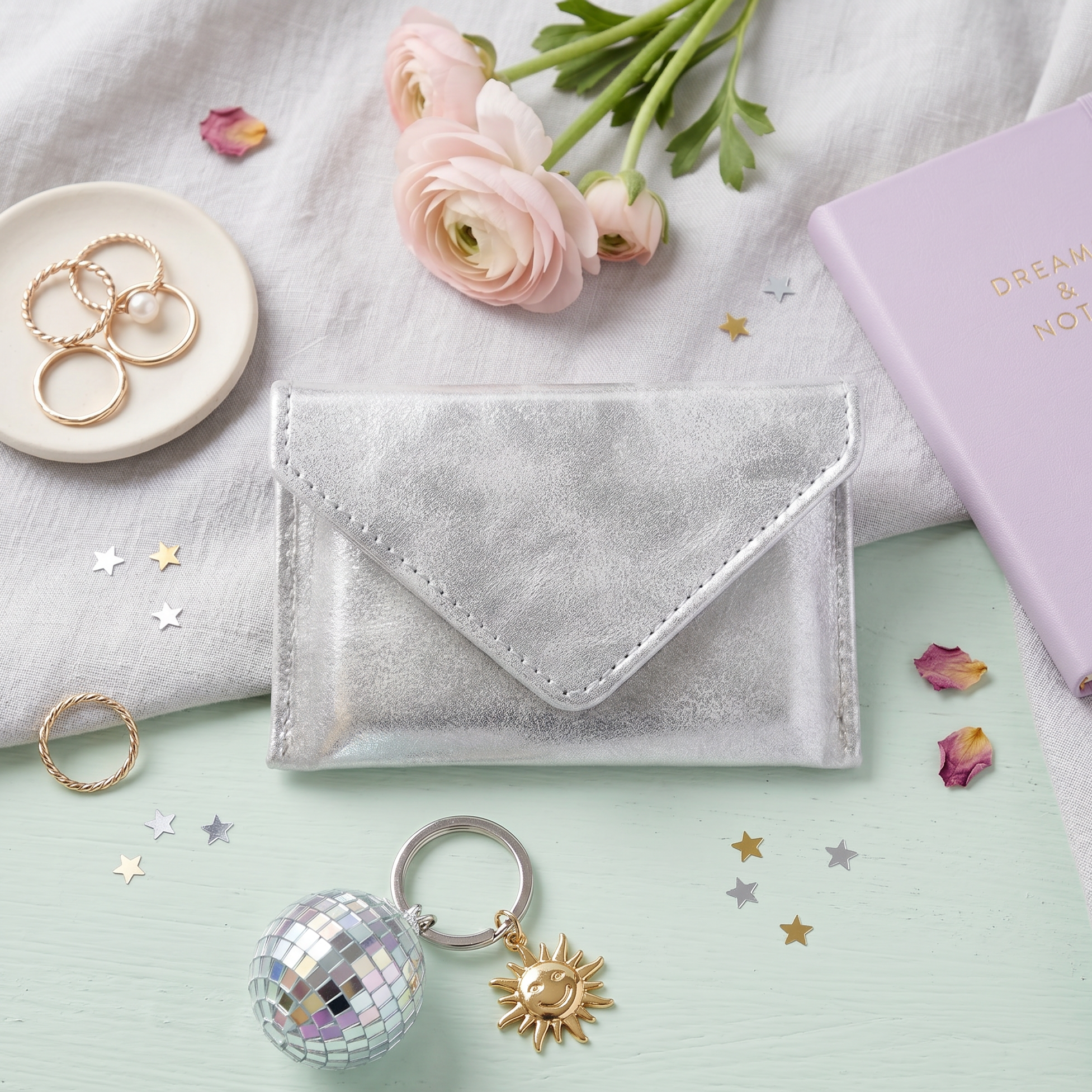 Mini Envelope Wallet With RFID protection - Silver Glitter CASUPO