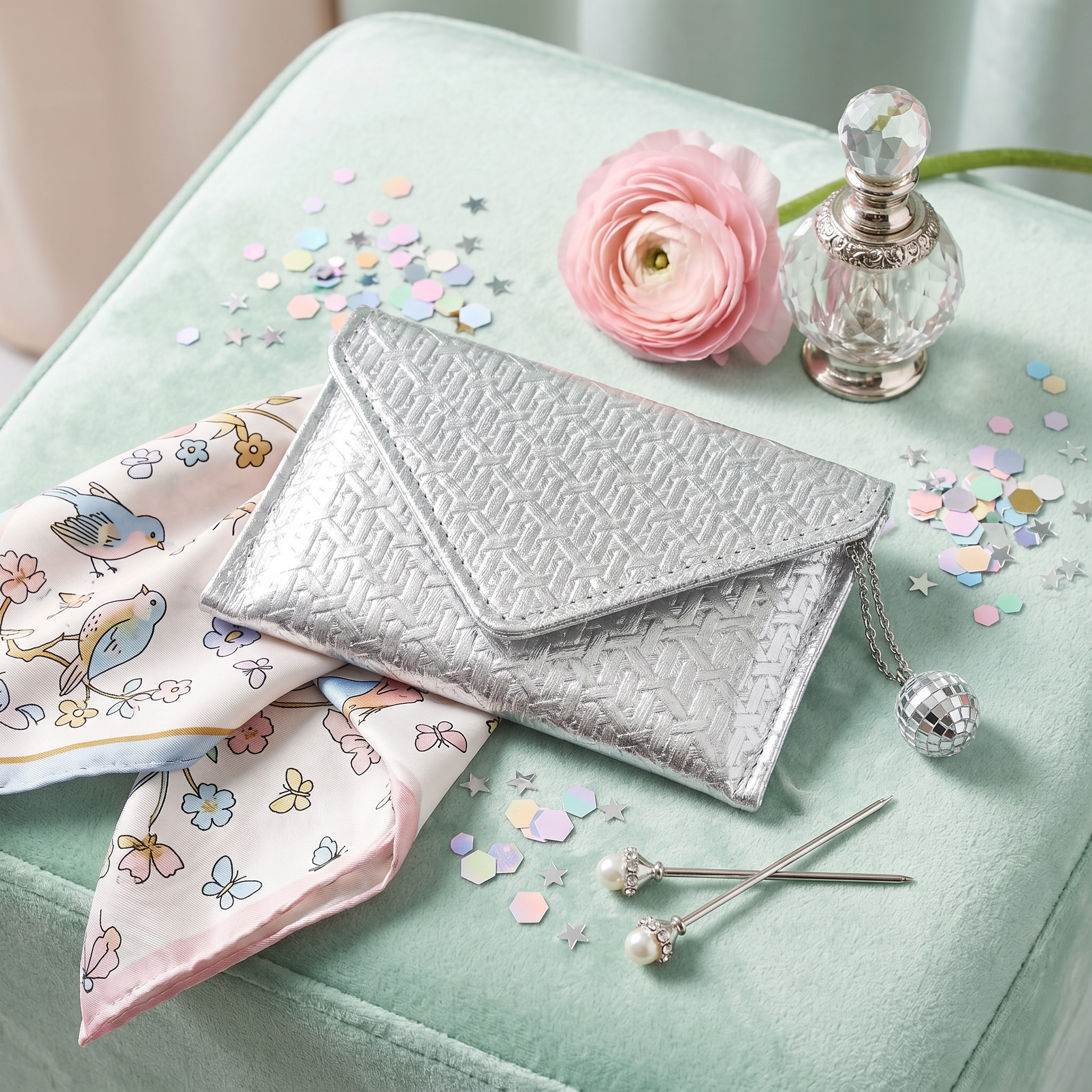 Mini Envelope Wallet With RFID protection - Silver Woven CASUPO