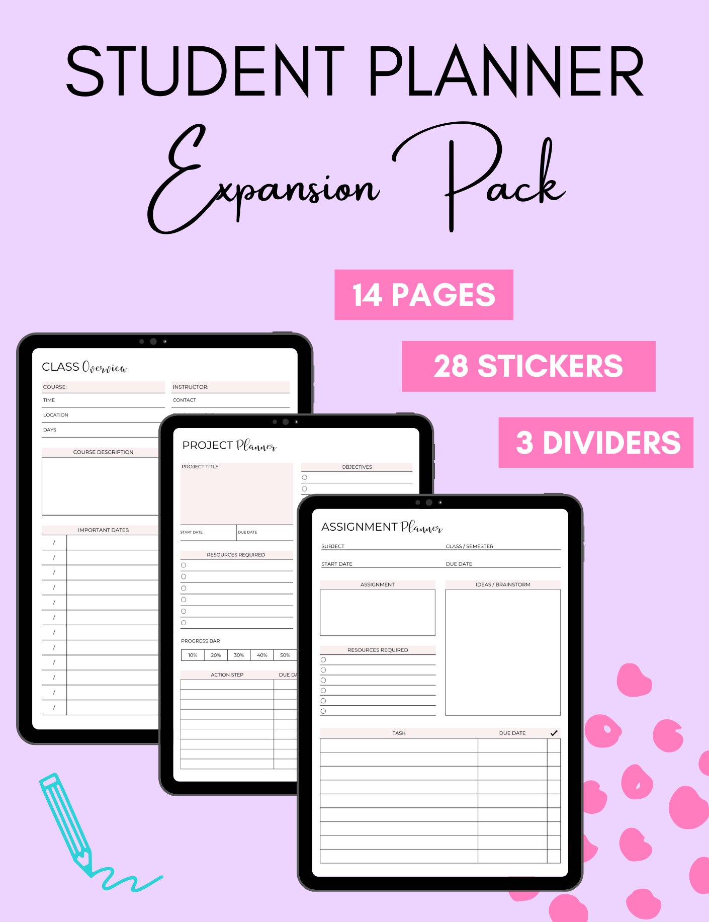 Student Planner Expansion Pack Jessica Autumn