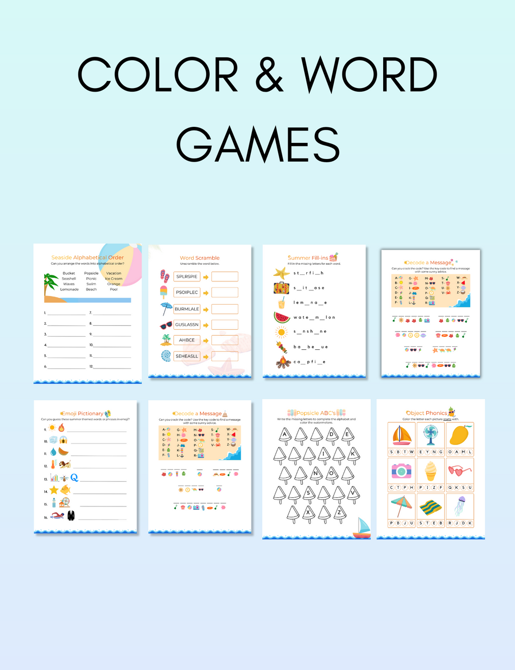 Summer Activity Pack for Kids! Jessica Autumn