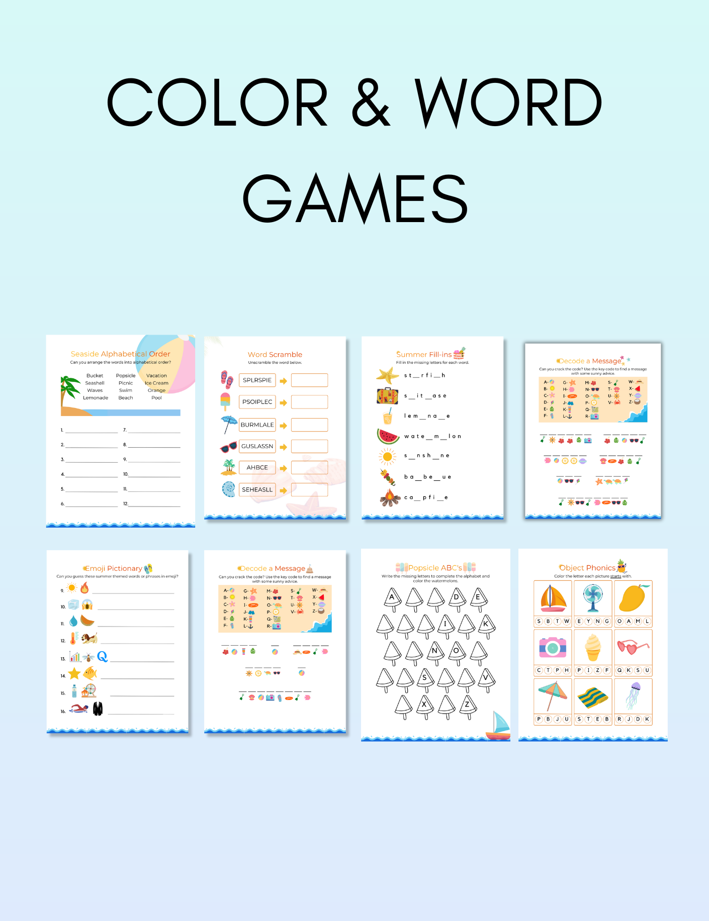 Summer Activity Pack for Kids! Jessica Autumn
