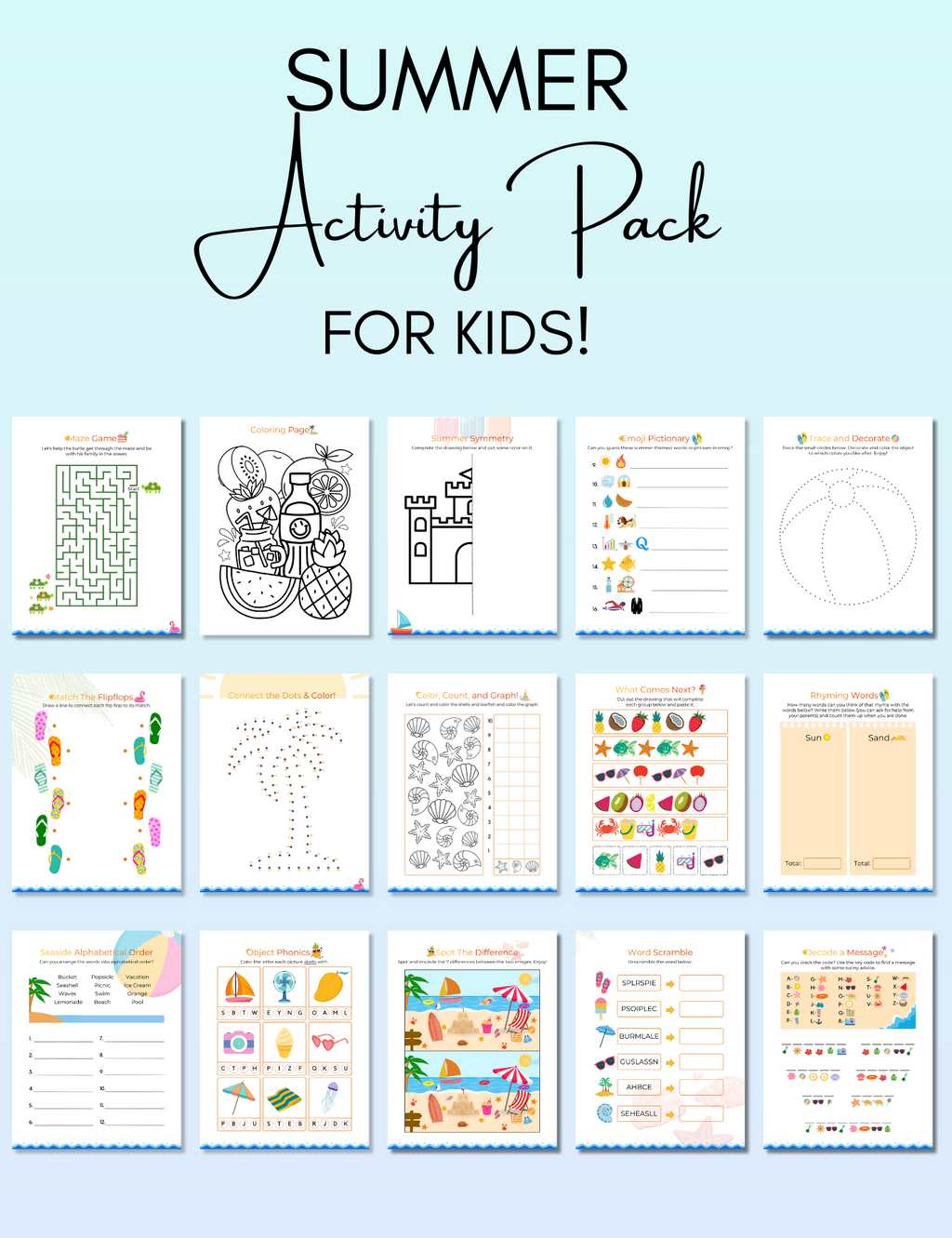 Summer Activity Pack for Kids! Jessica Autumn