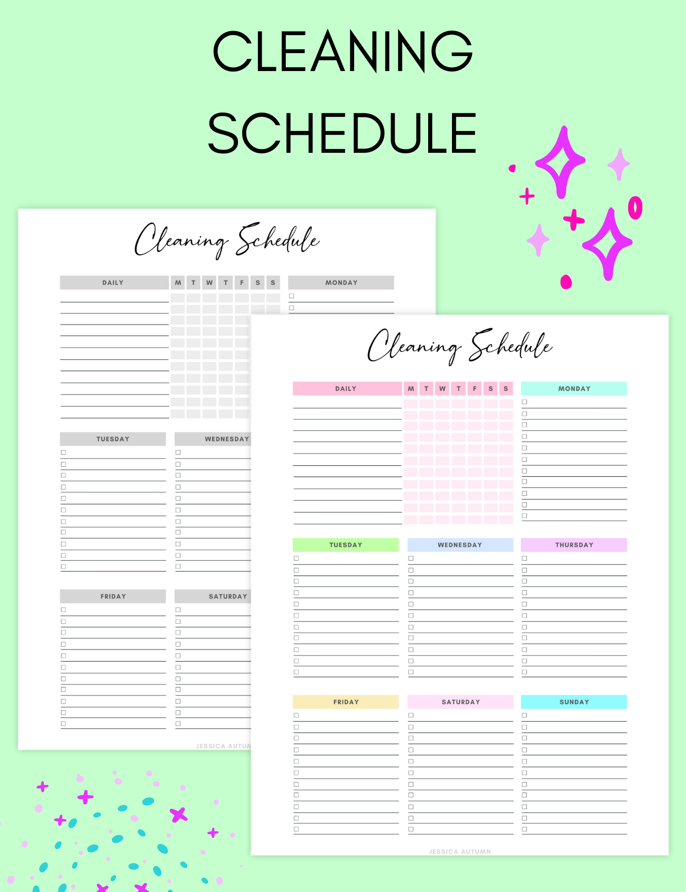 Cleaning Schedule Jessica Autumn