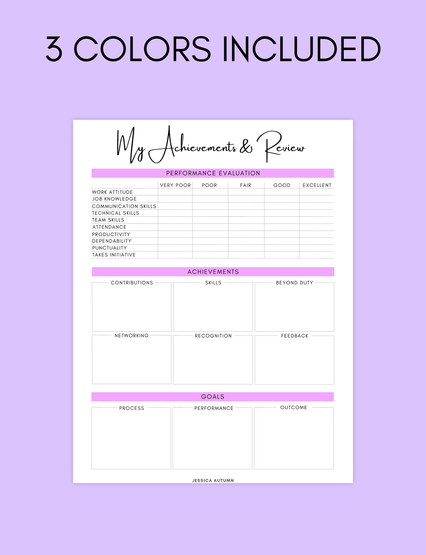 Achievements and Review Worksheet Jessica Autumn