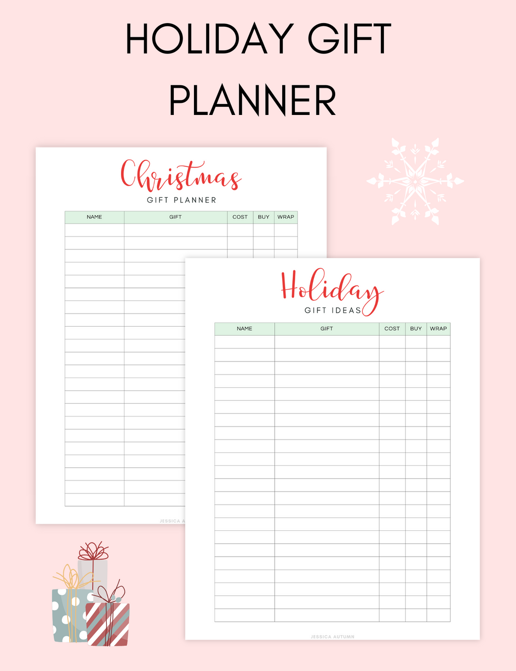 Holiday Gift Planner Jessica Autumn