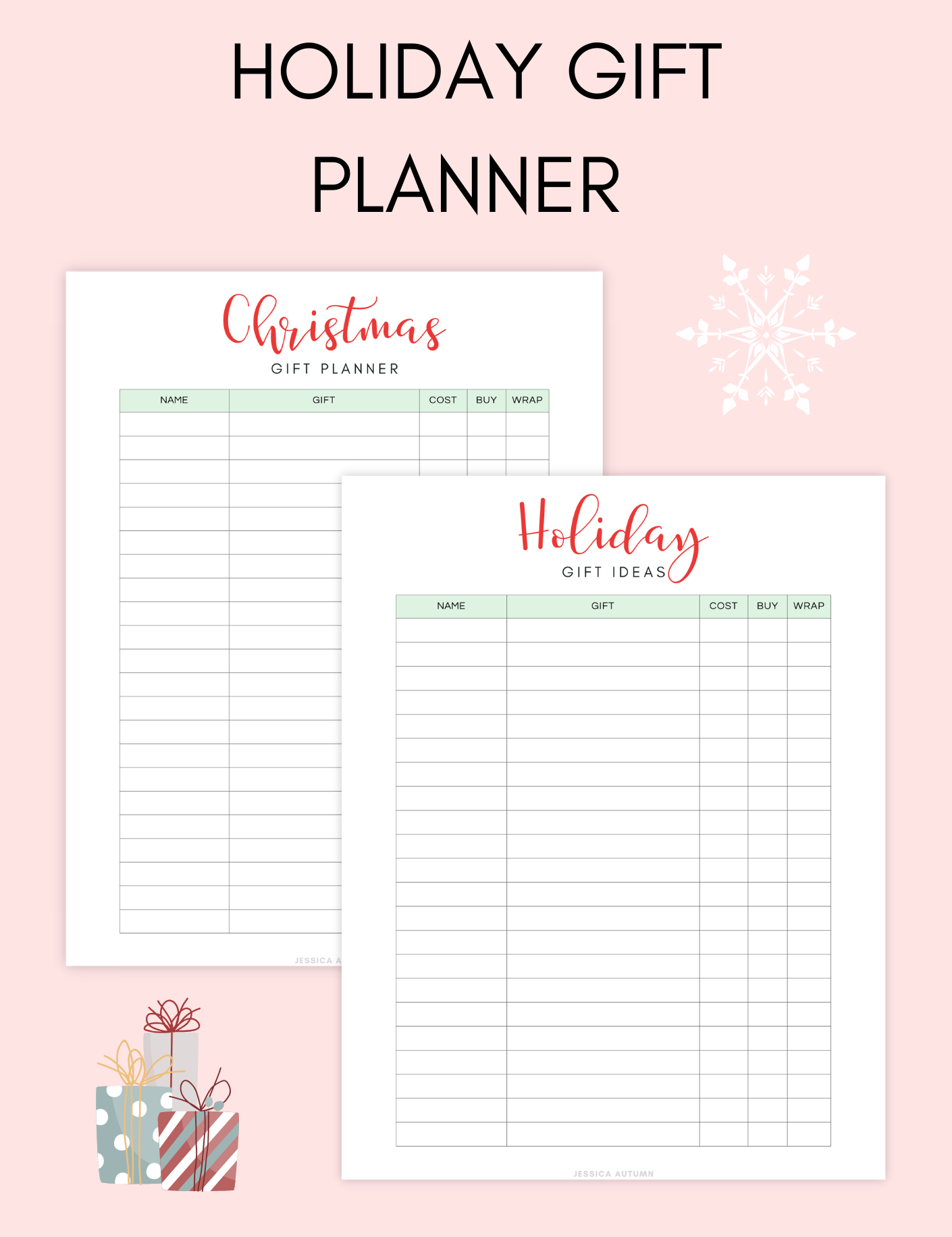 Holiday Gift Planner Jessica Autumn