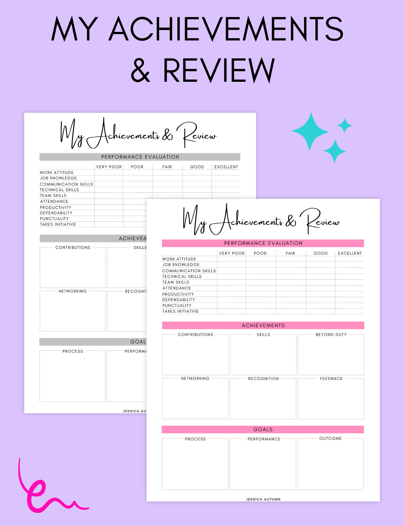 Achievements and Review Worksheet Jessica Autumn