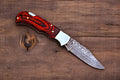 Exotic Wood Damascus Pocket Knife with Back Lock Damascus Knife Store