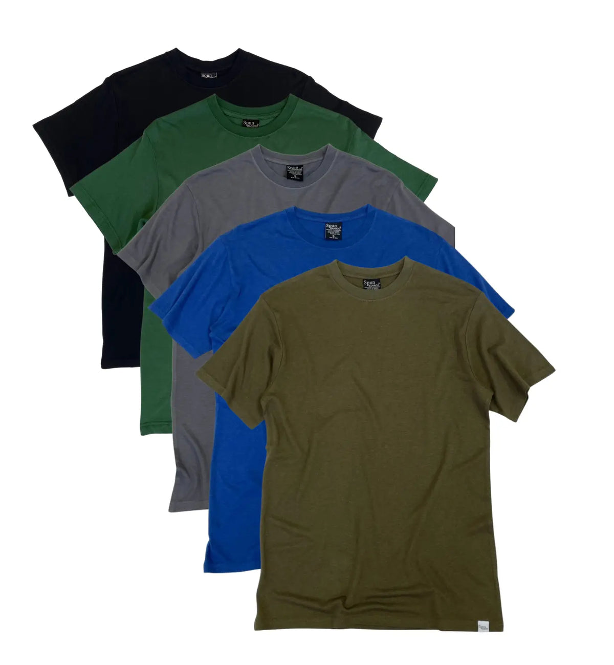 Men's Bamboo Viscose/Organic Cotton Short Sleeve T-Shirt - 5-Pack Mixed Colors Spun Bamboo
