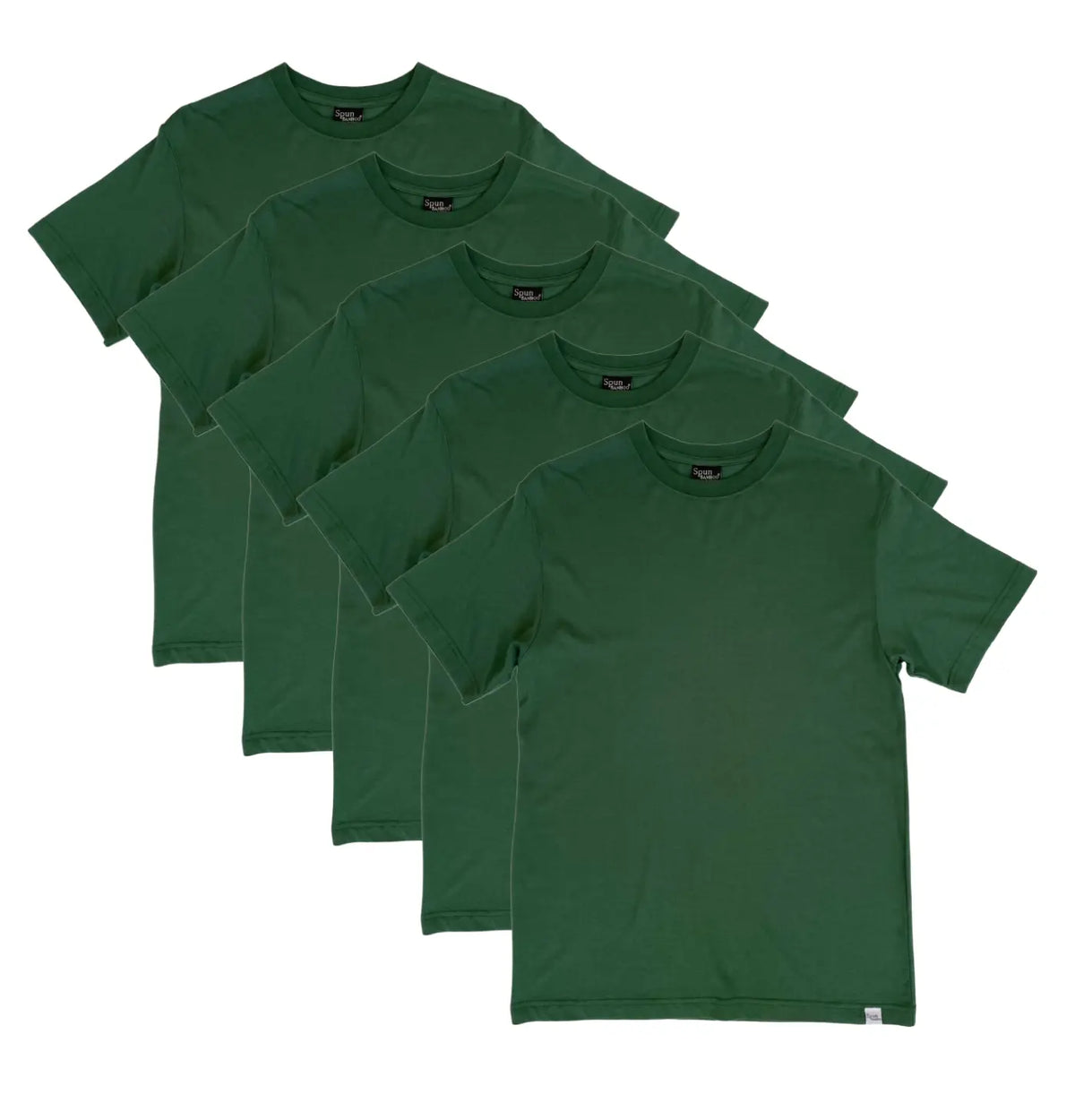 Men's Bamboo Viscose/Organic Cotton Short Sleeve T-Shirt Pine Green Color - 5-Pack Spun Bamboo