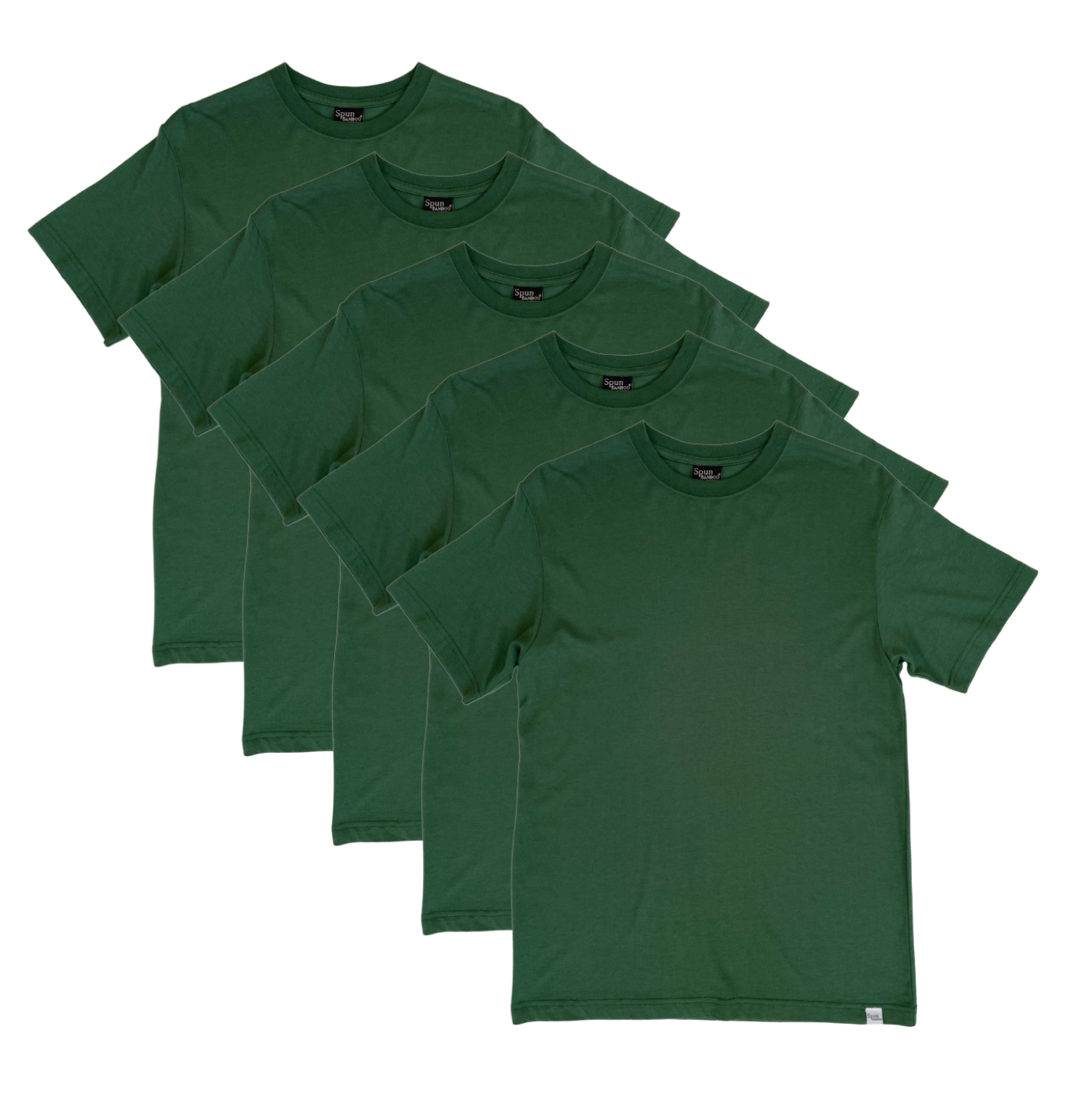Men's Bamboo Viscose/Organic Cotton Short Sleeve T-Shirt Pine Green Color - 5-Pack Spun Bamboo