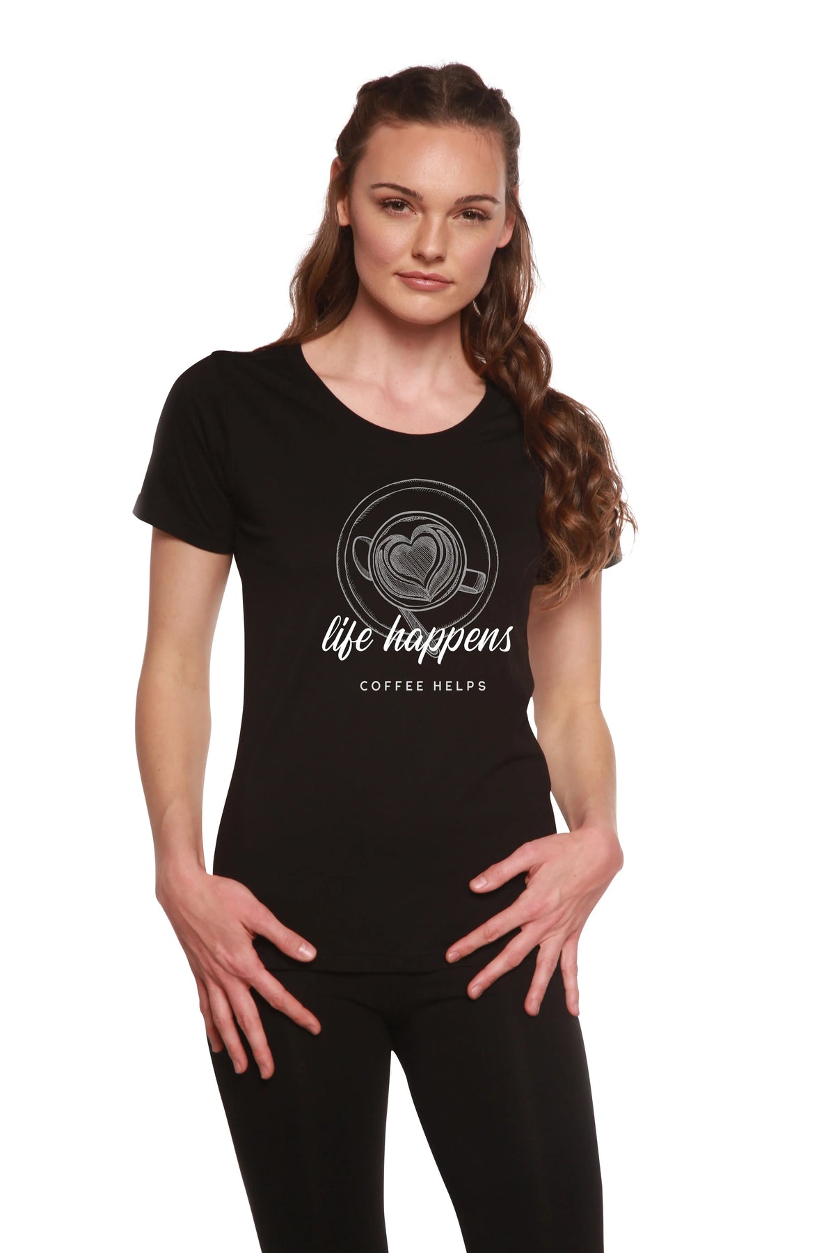Life Happens Printed Women's Bamboo/Cotton Short Sleeve Scoop Neck T-Shirt Spun Bamboo