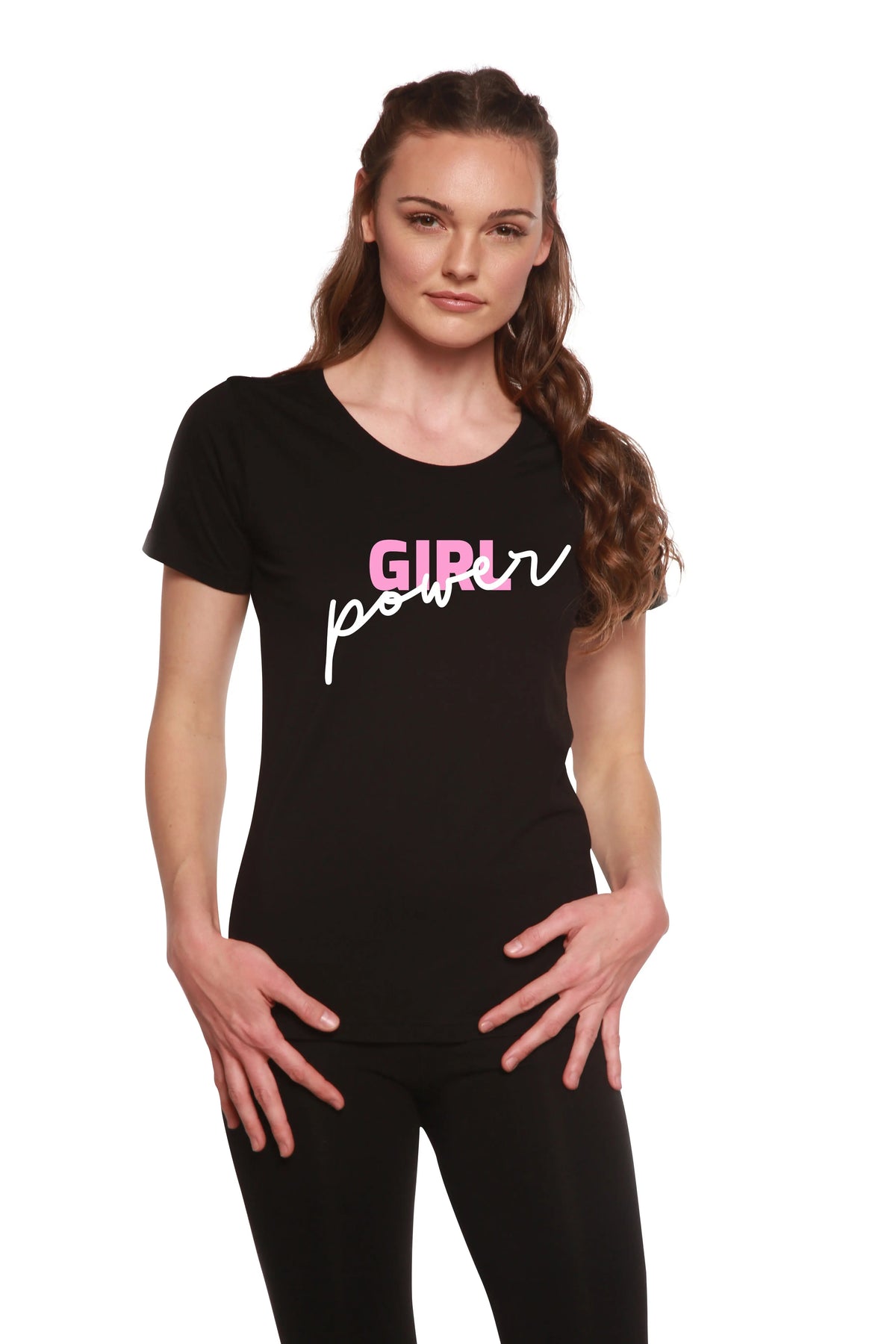 Girl Power Printed Women's Bamboo/Cotton Short Sleeve Scoop Neck T-Shirt Spun Bamboo