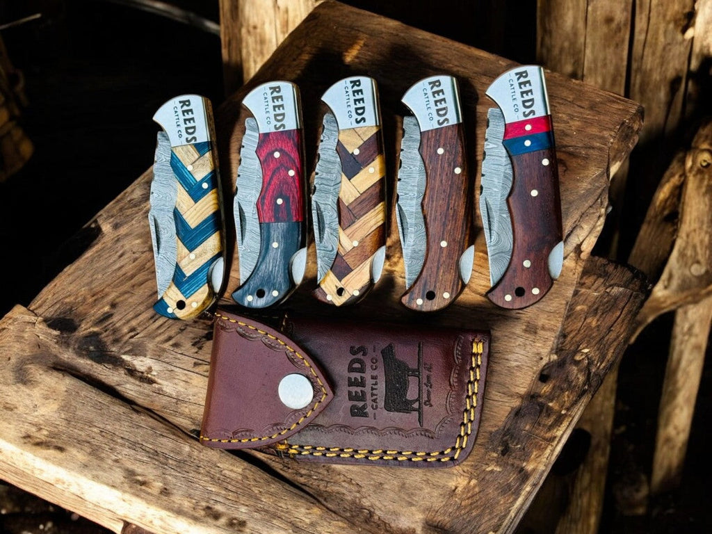 Holiday Gift Pack: Set of 5 Folding Pocket Knives – Black Friday & Christmas Sale Damascus Knife Store