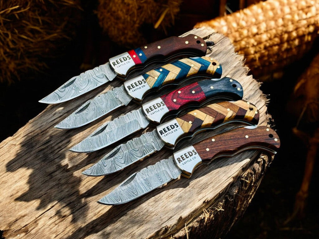 Holiday Gift Pack: Set of 5 Folding Pocket Knives – Black Friday & Christmas Sale Damascus Knife Store