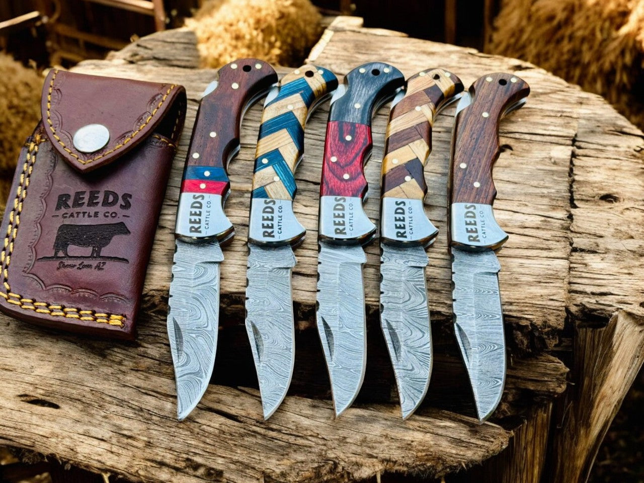 Holiday Gift Pack: Set of 5 Folding Pocket Knives – Black Friday & Christmas Sale Damascus Knife Store