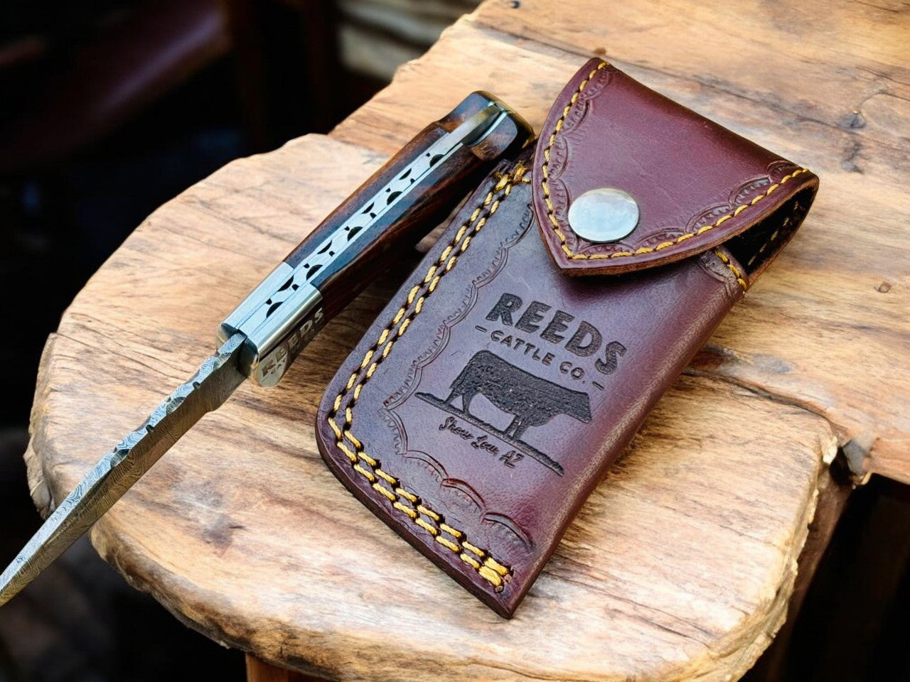 Everyday Carry Pocket Knife – 3" Damascus Folding Blade, Rosewood Handle Damascus Knife Store