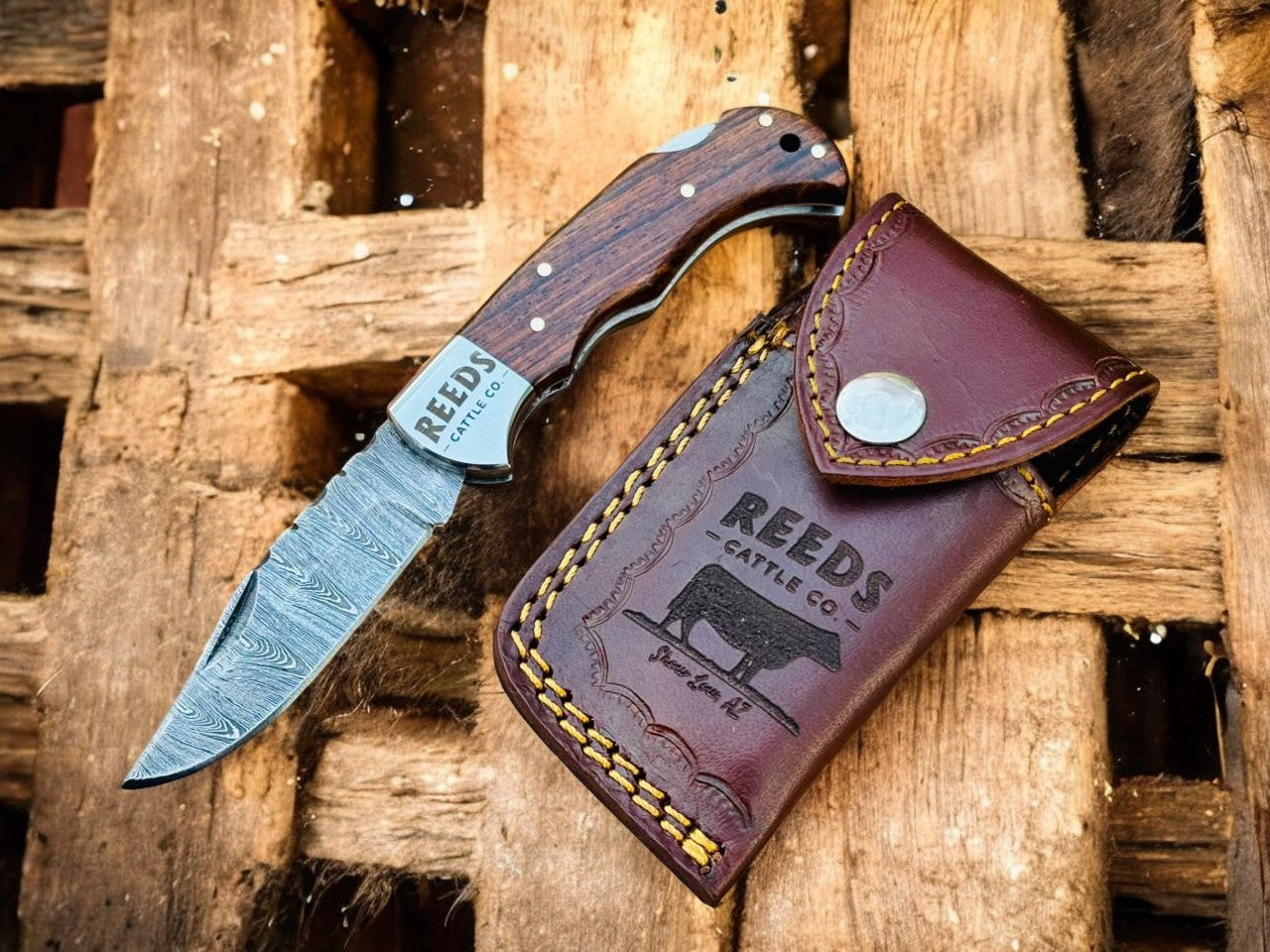 Everyday Carry Pocket Knife – 3" Damascus Folding Blade, Rosewood Handle Damascus Knife Store