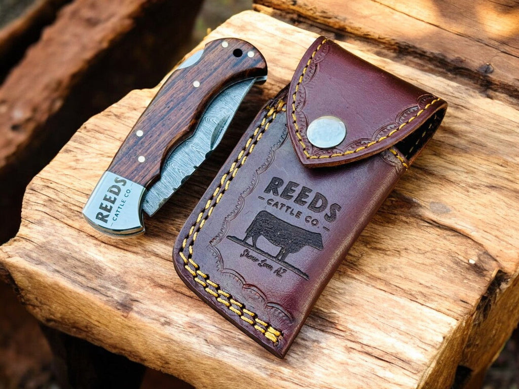 Everyday Carry Pocket Knife – 3" Damascus Folding Blade, Rosewood Handle Damascus Knife Store