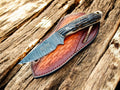 Belt Knife 3.5" Damascus Blade with Antler Horn Handle & Sheath Damascus Knife Store