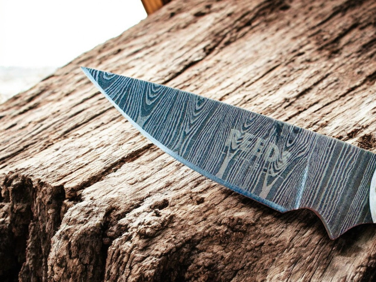 Belt Knife 3.5" Damascus Blade with Antler Horn Handle & Sheath Damascus Knife Store