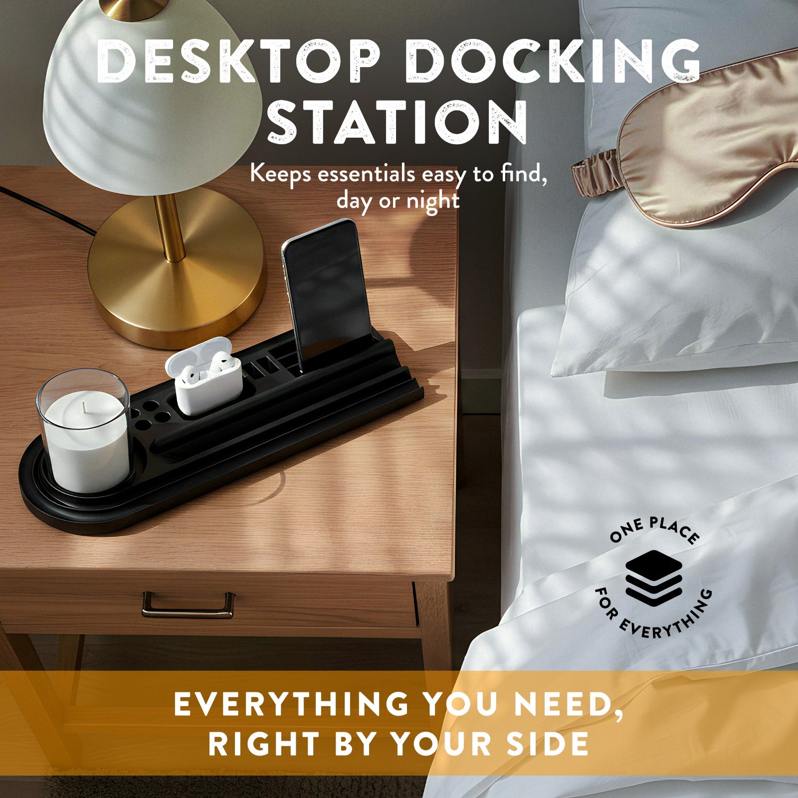 Silicone Desk Organizer Tray | Tech & Office Accessory Holder for iPhone, iPad, Mobile Phones, Tablets, Pens 15.25” × 5.5”