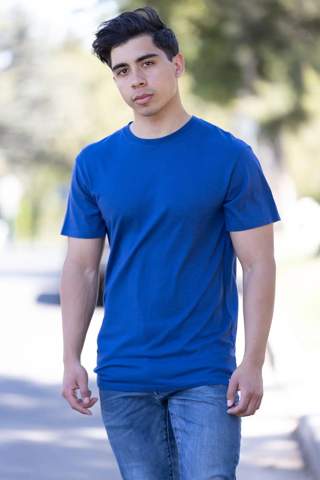 Custom Printed Men's Bamboo Viscose/Organic Cotton Short Sleeve T-Shirt Spun Bamboo