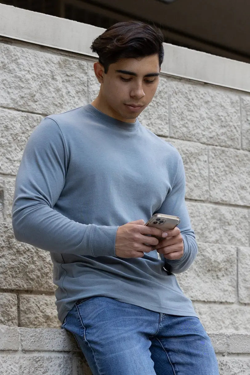 Men's Bamboo Viscose/Organic Cotton Long Sleeve T-Shirt Spun Bamboo
