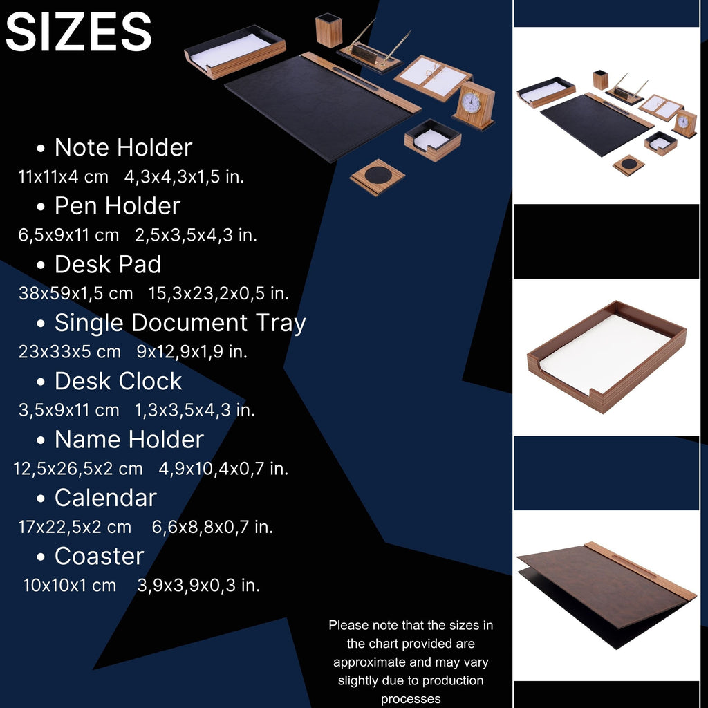 MOOG Zebrona Leather Desk Organizer Set- 11 PCS Moogdesk