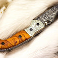 Custom Handmade Damascus Pocket Knife with Epoxy Resin Handle Damascus Knife Store