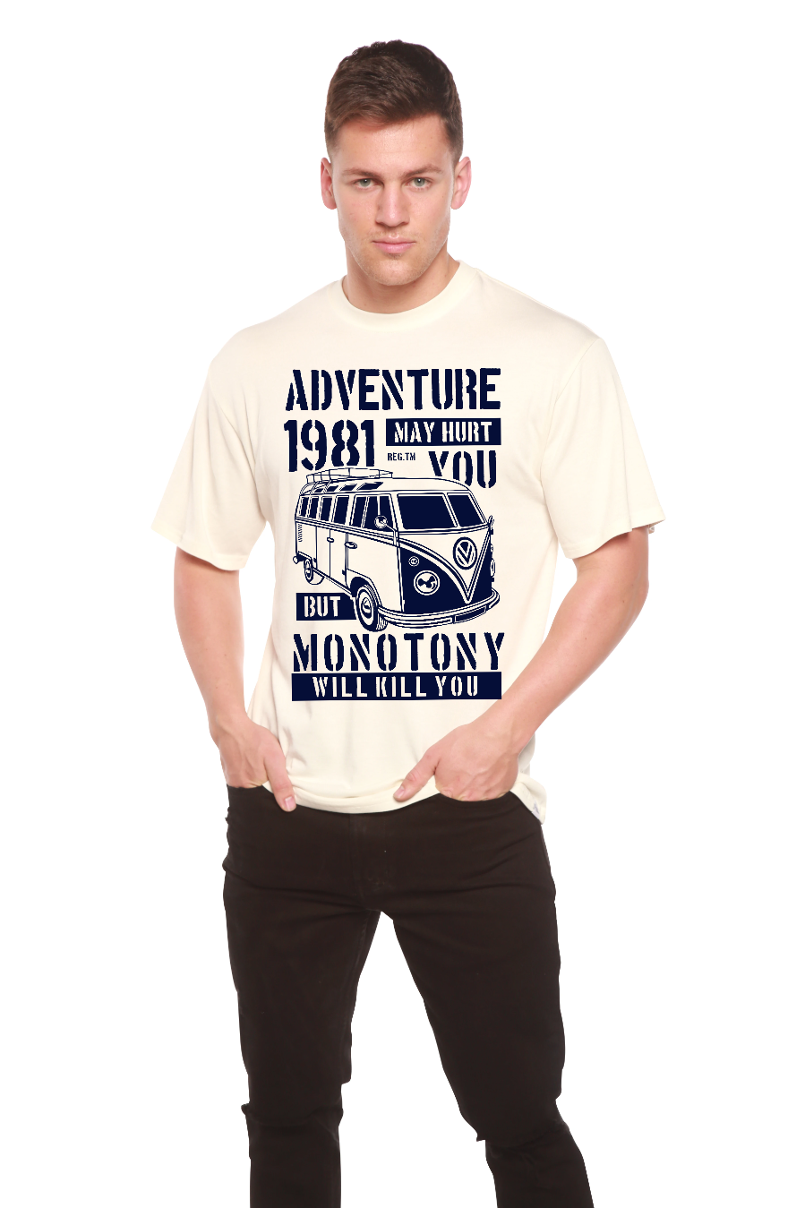 Adventure 1981 Men's Bamboo Viscose/Organic Cotton Short Sleeve Graphic T-Shirt Spun Bamboo