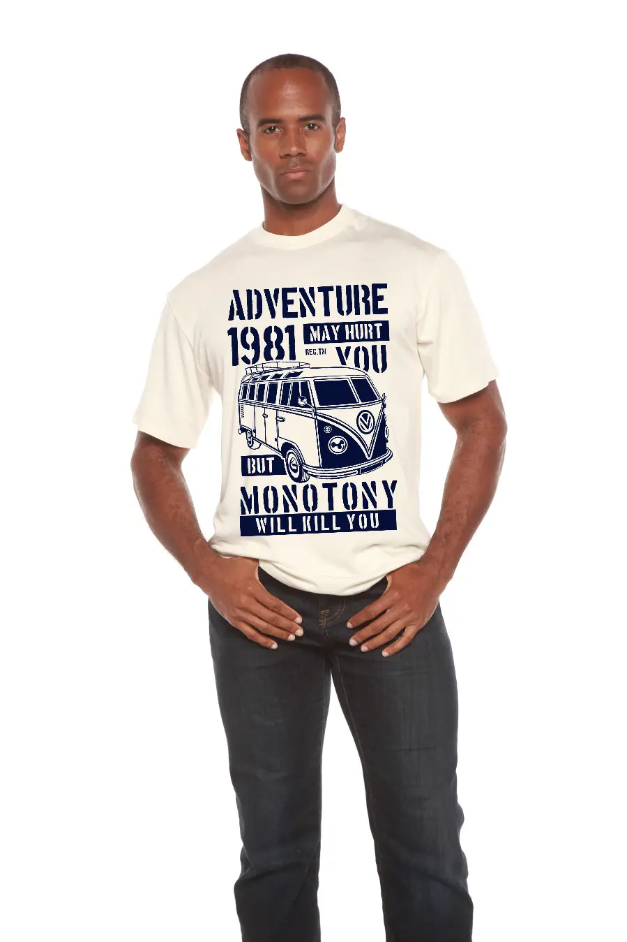 Adventure 1981 Men's Bamboo Viscose/Organic Cotton Short Sleeve Graphic T-Shirt Spun Bamboo